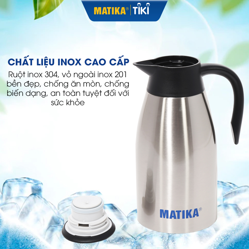 Bình Giữ Nhiệt Gia Đình MATIKA MTK-HC2000 Phích Đựng Nước Pha Trà Dung Tích 2000ml - Hàng Chính Hãng