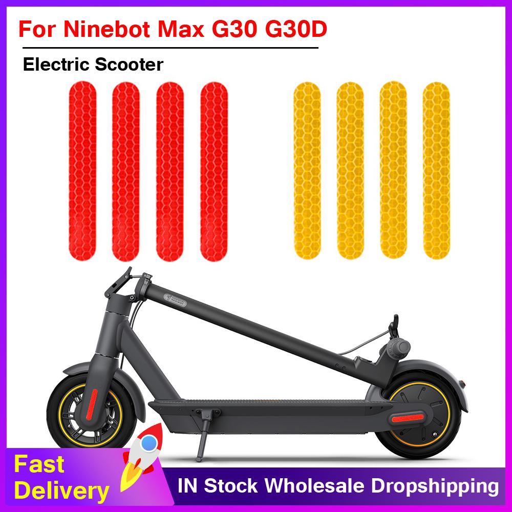 4 Phía Trước Phía Sau Bánh Eflective Miếng Dán Cho Xe Ninebot Max G30 Xe Điện Cảnh Báo Chống Bụi Phản Quang Miếng Dán Color: Sky Blue