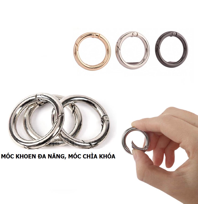 Set 3 Vòng Khoen Tròn Nhỏ, Móc Khuyên Chùm Khóa Trơn Kim Loại Màu Bạc, Móc Chùm Chìa Khóa, Móc Đa Năng - TakyHome  5070