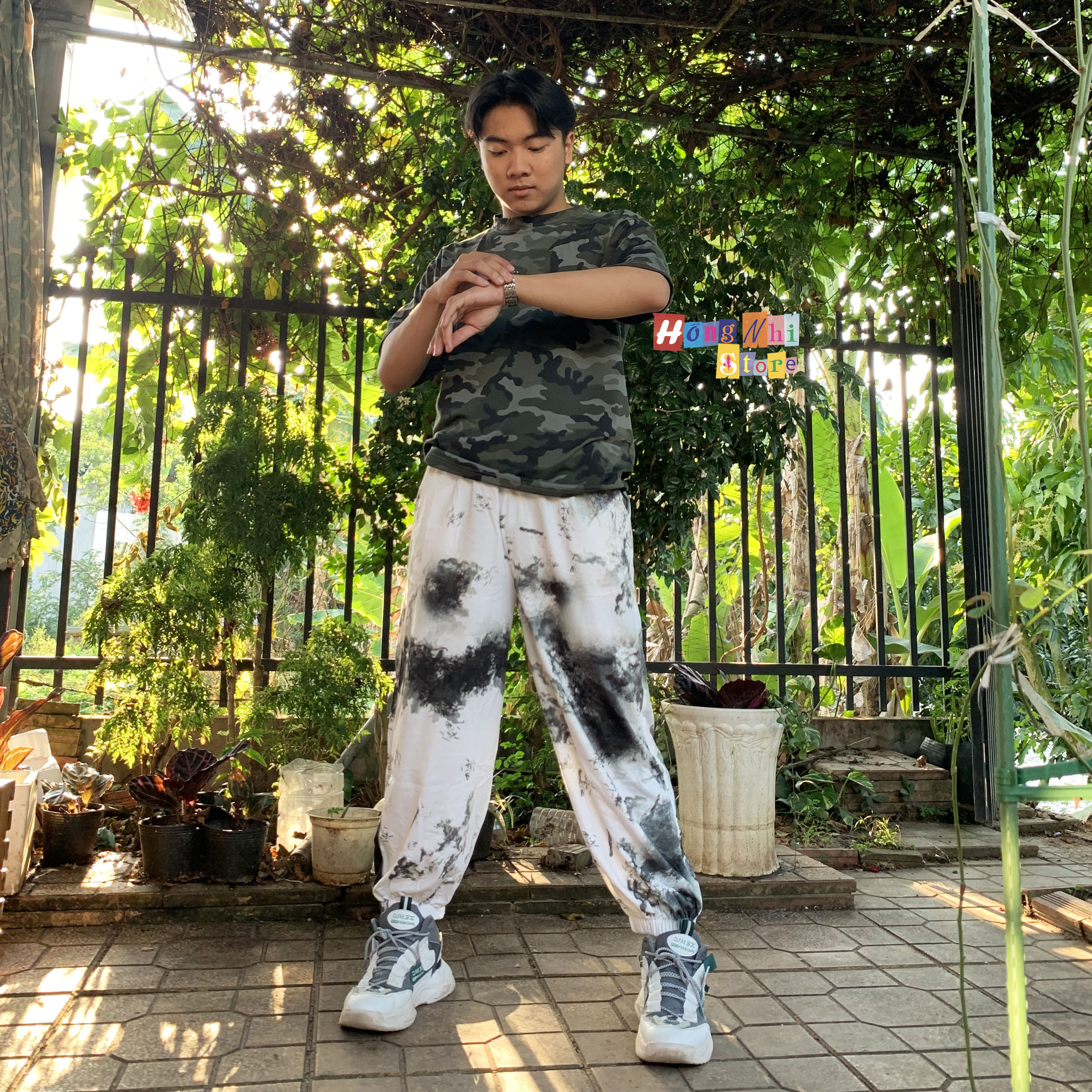 Quần Jogger 3D Ulzzang Unisex Jogger Loang Màu Bo Lai Xám Đậm V2 - MM