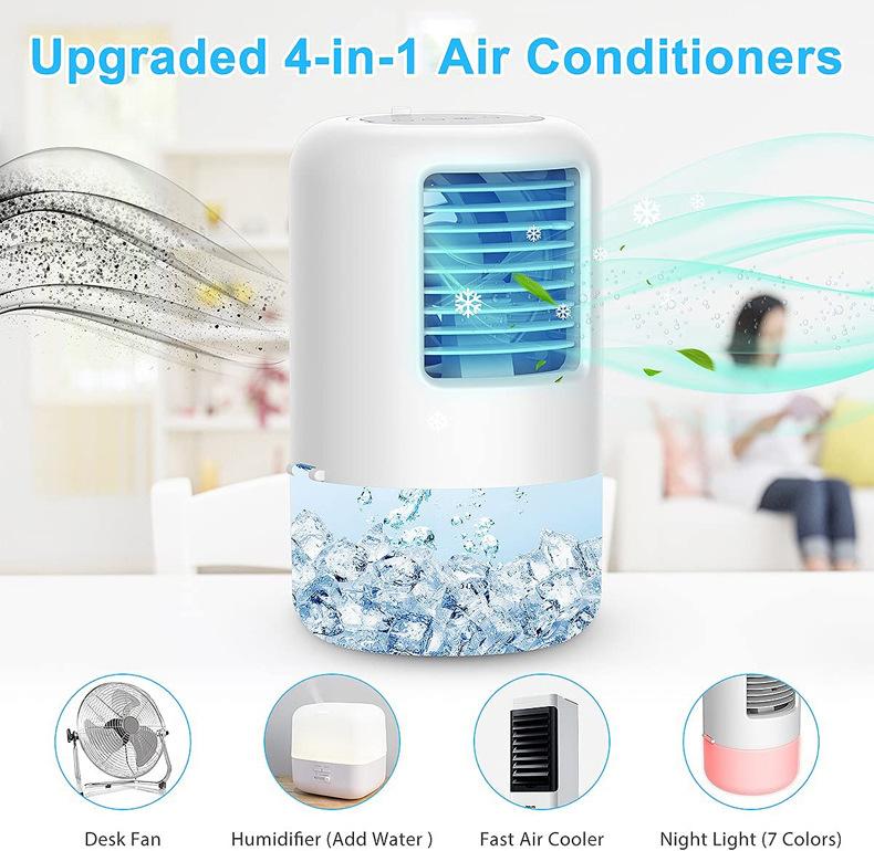 Điều hòa không khí di động Mini cá nhân Air Cooler Độ ẩm Trang chủ/Văn phòng Fan Trắng