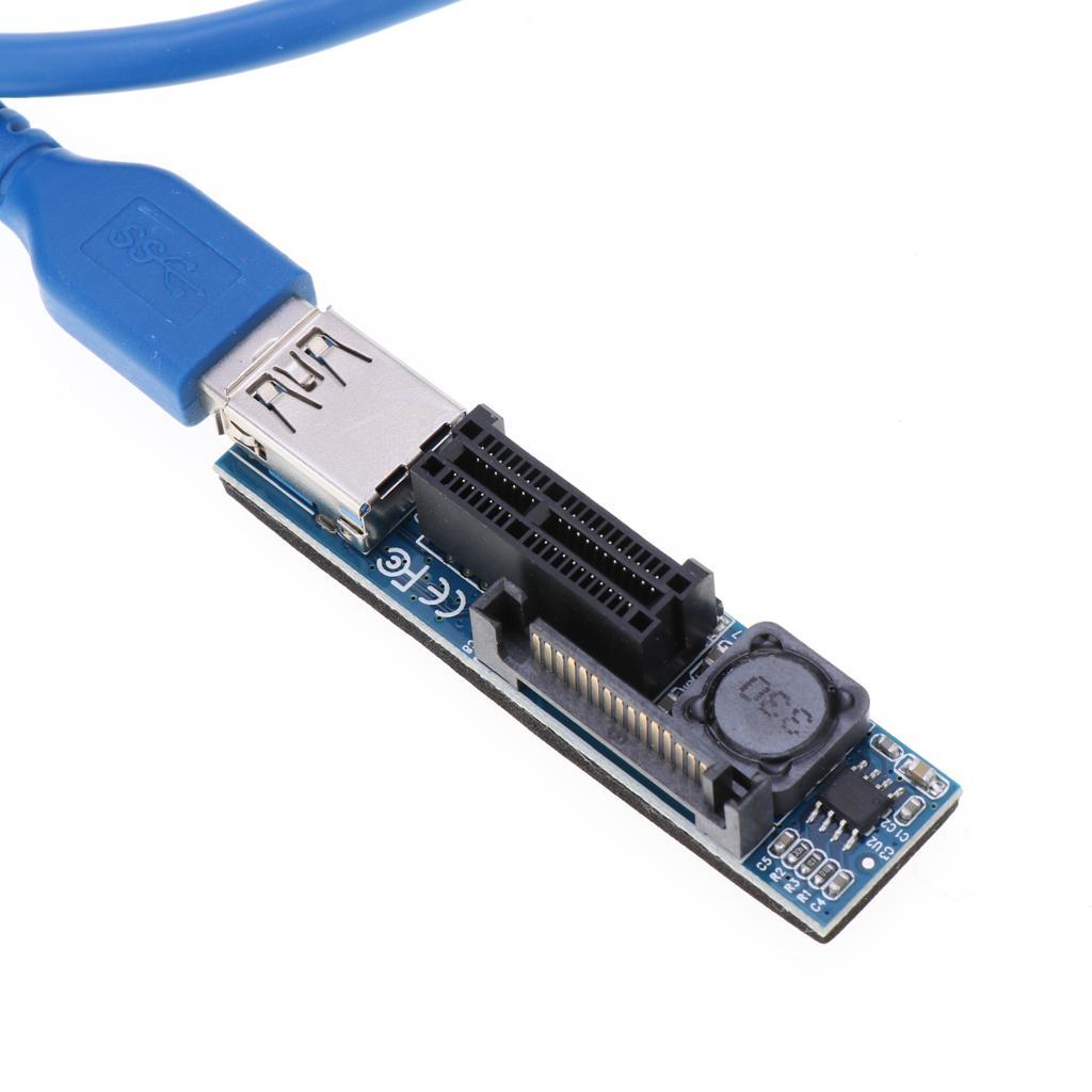 Pcie Express PCI-E 1X to 1X Extender Riser Card Adapter USB 3.0 Cable 0.6M