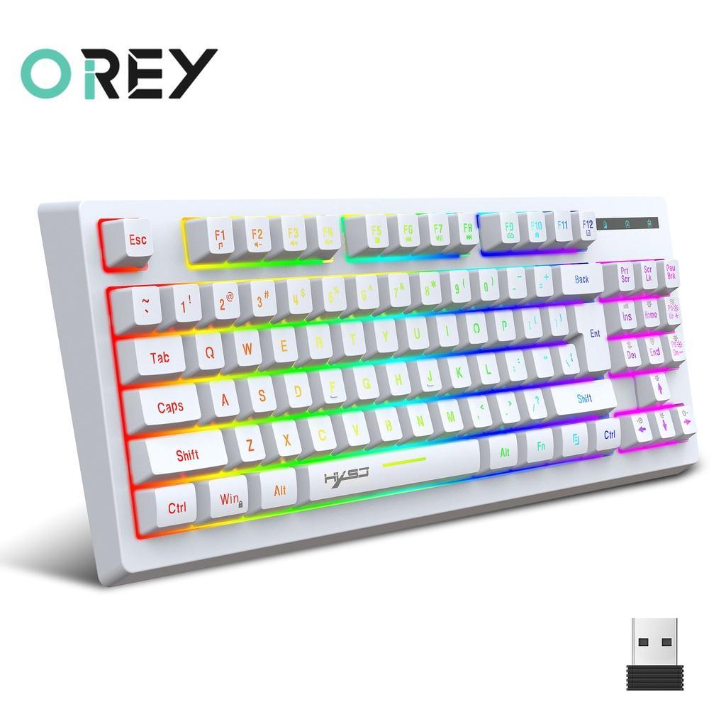 Bàn Phím Cơ Không Dây Bluetooth 2.4 G RGB USB 87 Phím Có Đèn Led Nền Dành Cho Game Thủ