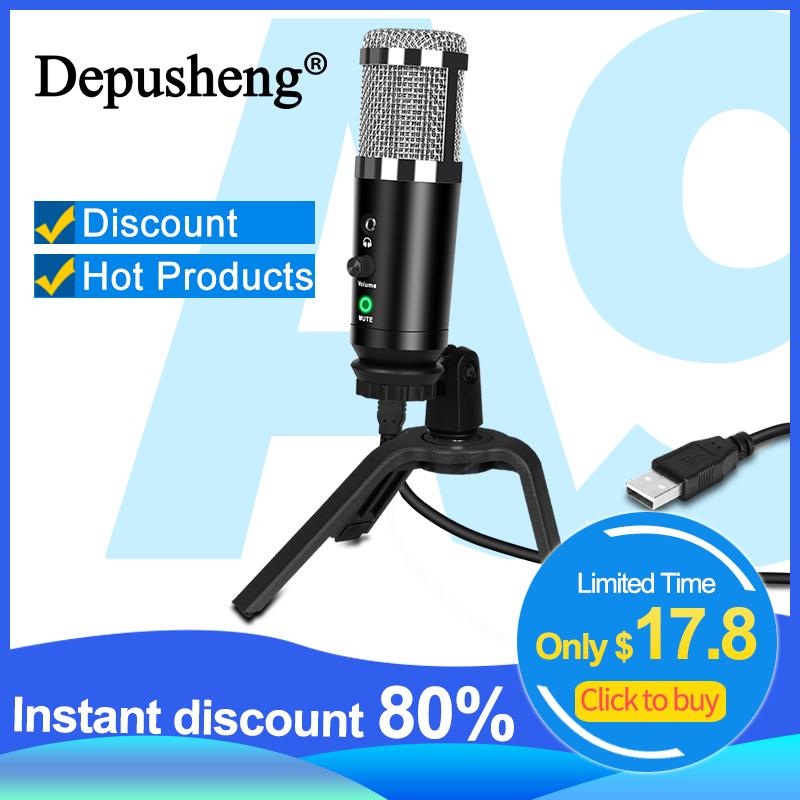 Micrô điện dung USB chuyên nghiệp Depusheng A9 Mic máy tính để bàn chơi game có độ nhạy cao cho PC Ghi âm Youtube Truyền phát video Màu sắc: A9