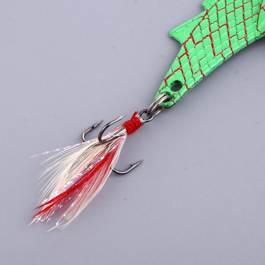 Metal VIB Fishing Lure Spinners Spoons Hard Bait Crankbaits with Feathers Treble Hooks