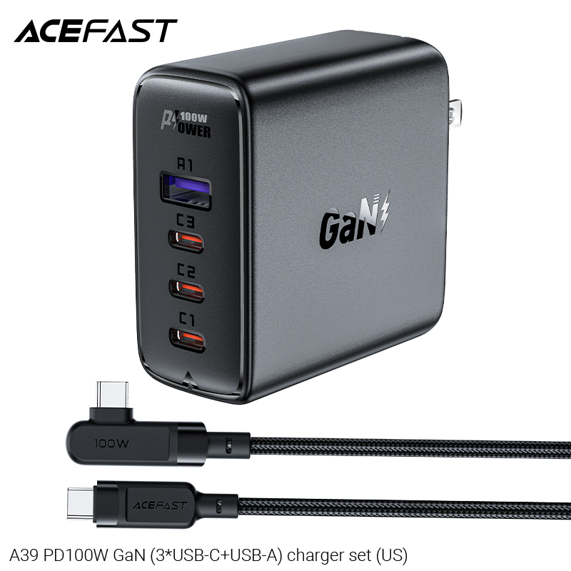 Hình ảnh Sạc Acefast PD 100W 4 cổng 3xUSB-C + USB-A (US) - A39 Hàng chính hãng Acefast