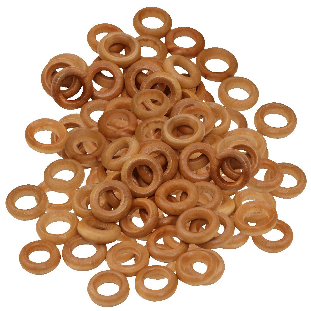 100Pcs Natual Unfinished Wooden Loop Ring Wood Ring Jewelry Making DIY Craft
