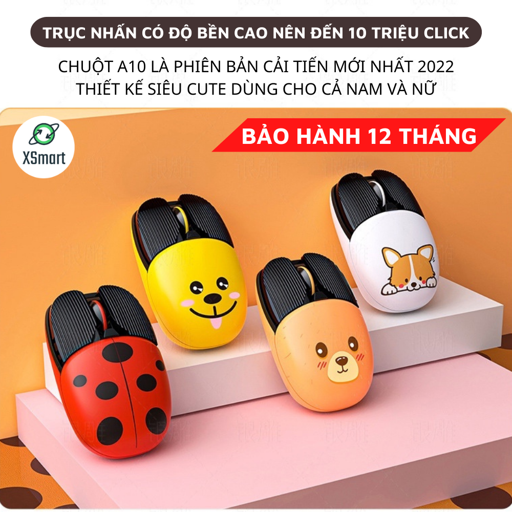 Chuột Bluetooth Không Dây A10 Hình Chibi Siêu Cute, Sử Dụng Pin Sạc Dùng Văn Phòng Tiện Lợi, Chơi Game Điện Thoại, Máy tính, PC-Hàng Chính Hãng