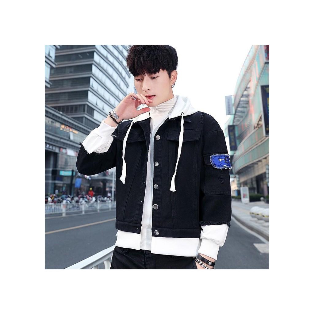 Áo khoác nam đẹp phối nón nỉ màu đen rất hot hàng bao chất-A3104 - Như hình