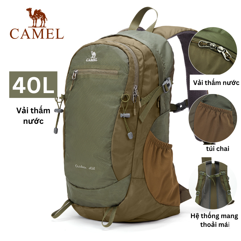 Ba lô ngoài trời CAMEL của nam giới 40L công suất lớn túi leo núi chuyên nghiệp đi bộ đường dài cắm trại của phụ nữ ba lô chống thấm nước đa chức năng