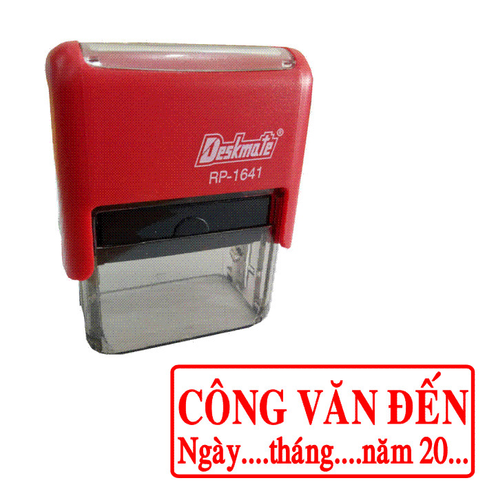 Con dấu liền mực Công Văn Đến có ngày tháng năm