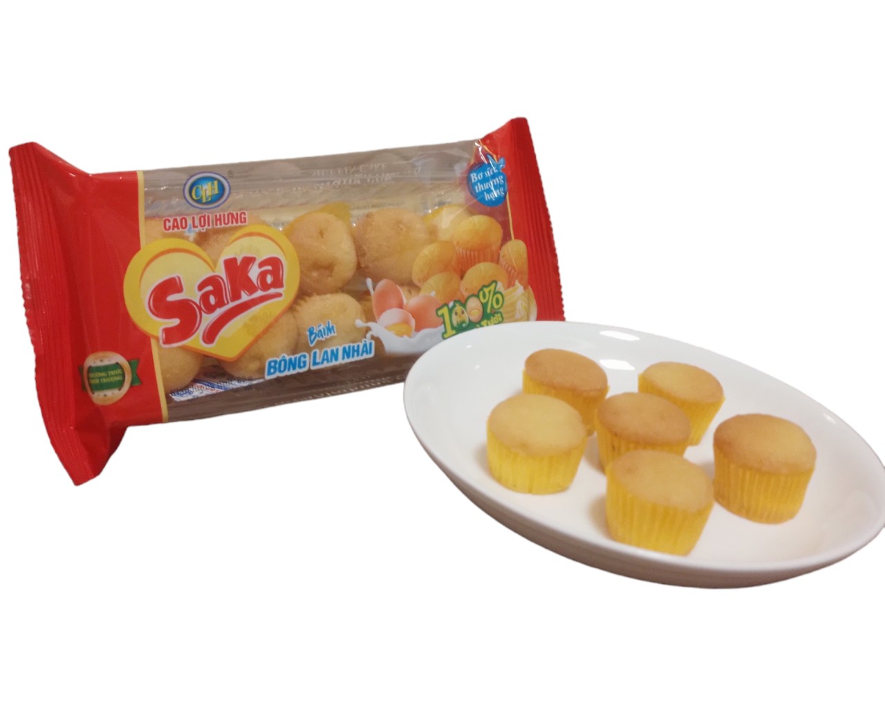 Bánh bông lan Nhài Saka 100% từ trứng gà tươi 80g