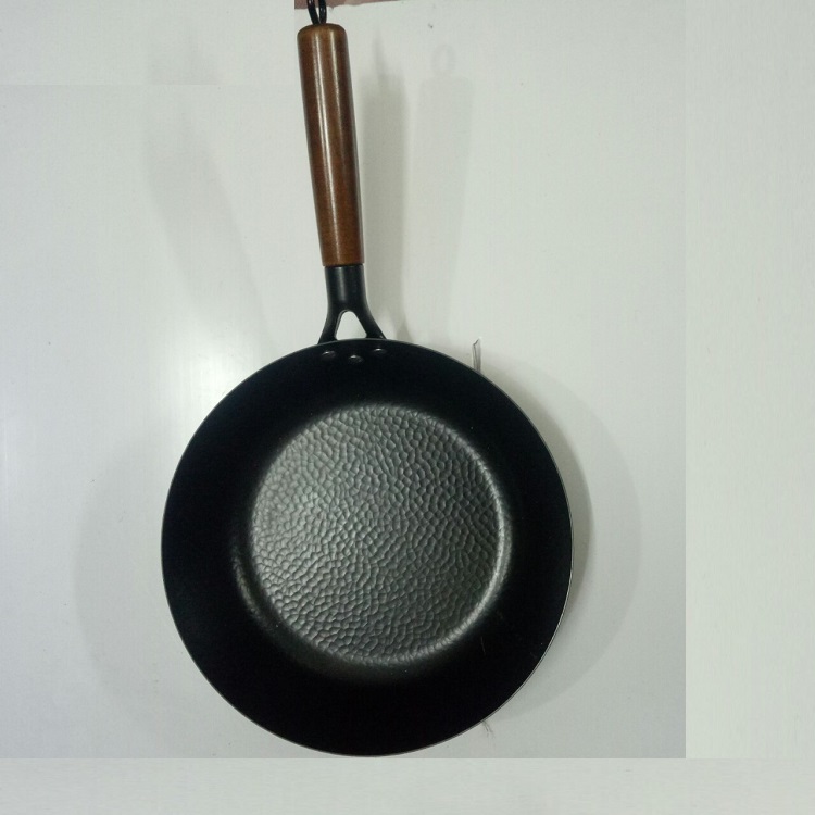 Chảo Thép Rèn Vân Búa Chống Dính Tay Cầm Gỗ Kiểu Nhật Sâu Lòng Size 28cm Dùng Được Bếp Từ
