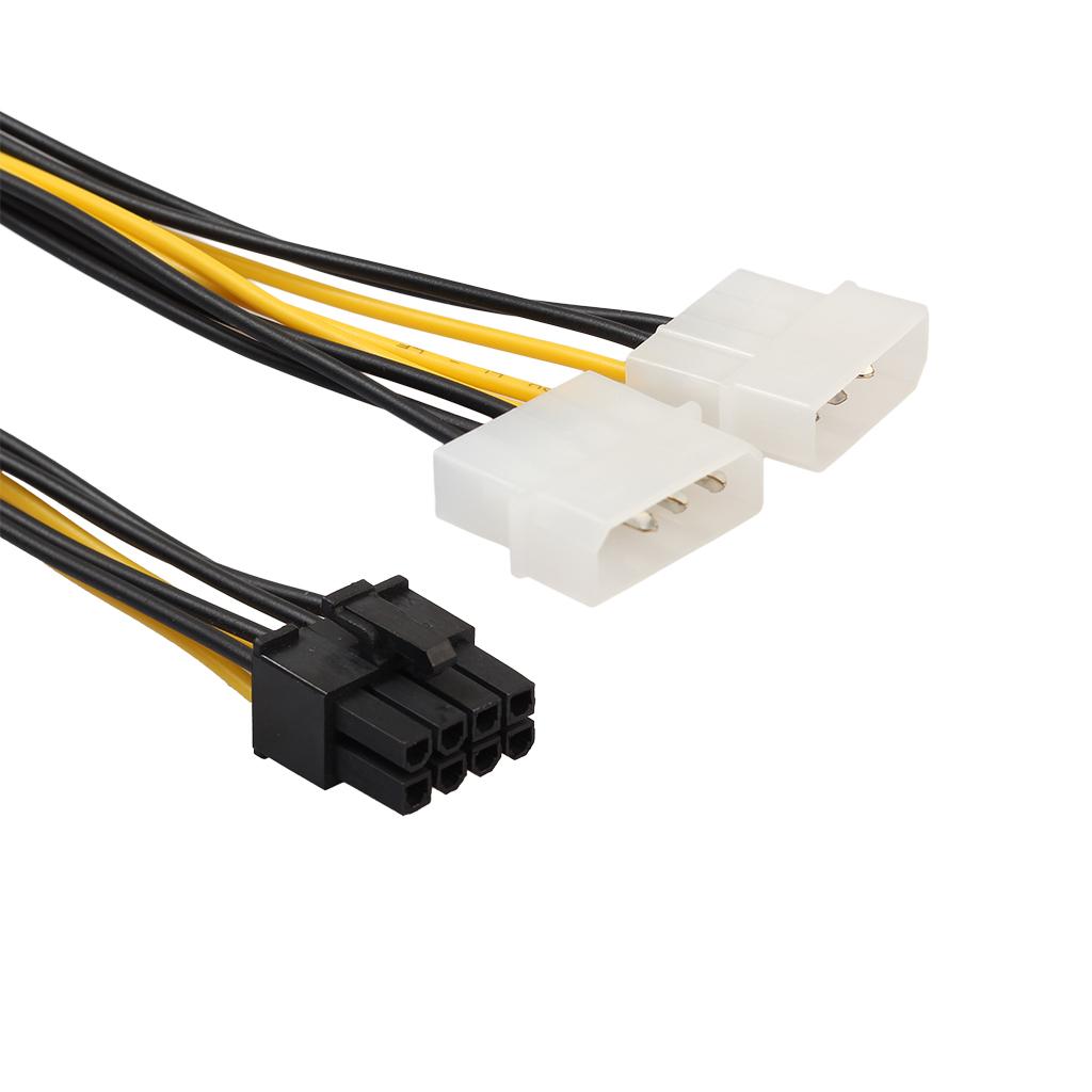 2 Pieces 8 Pin Female to Dual 4 Pin Male Graphics Card Power Cable Adapter