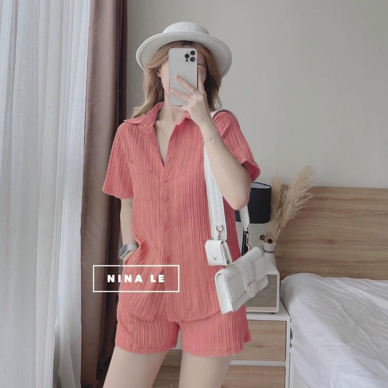 BIGSIZE sét sơ mi tay ngắn + quần short 50-90kg