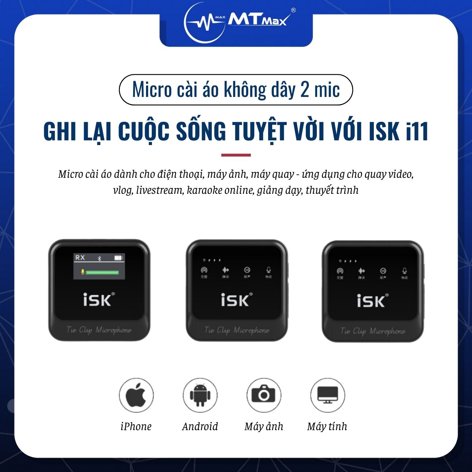 Micro Cài Áo ISK iM11 - Micro Dành Cho Điện Thoại, Máy Ảnh, Máy Quay Hàng Chính Hãng