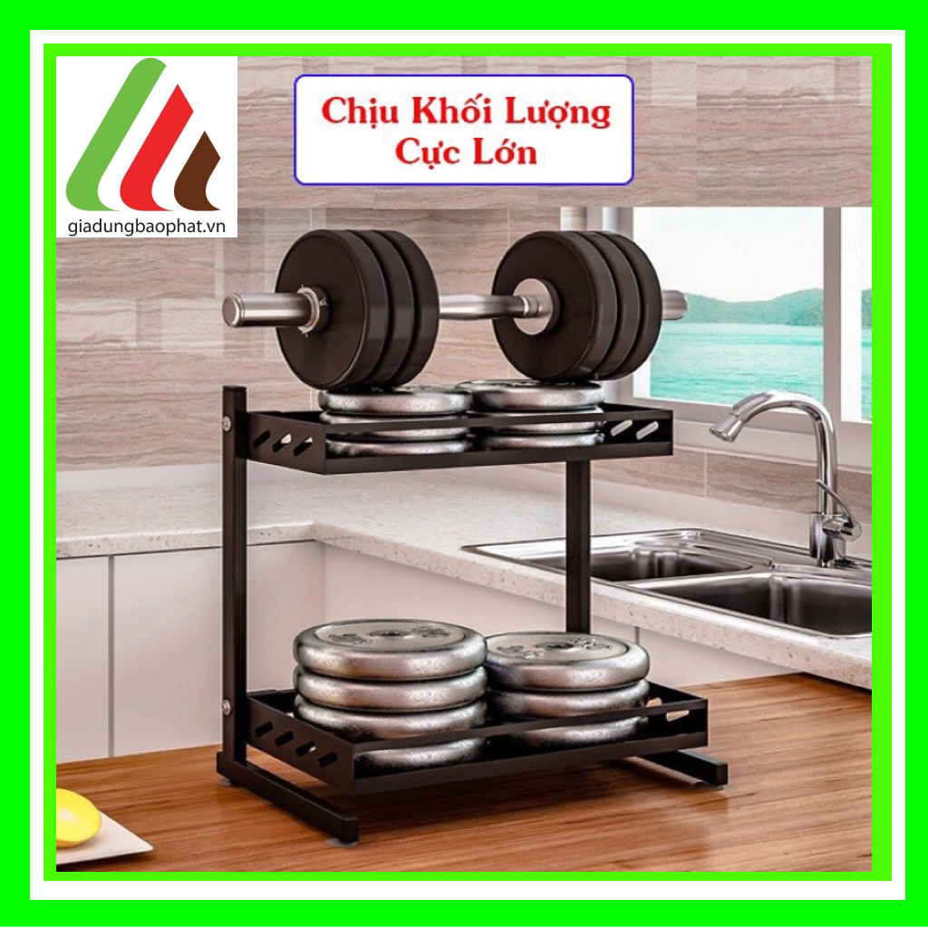 Kệ đựng gia vị 2 tầng sắt sơn tĩnh điện đa năng giúp sắp xếp gọn gàng nhà bếp sạch sẽ