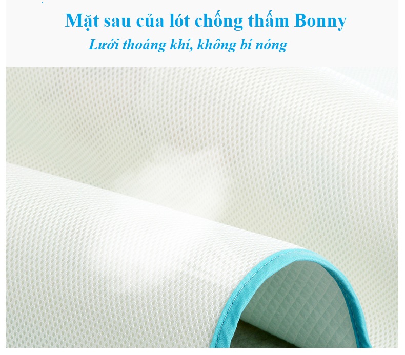 Tấm lót chống thấm thay tã cho bé 4 lớp cao cấp Bonny thấm hút nhanh, kháng khuẩn, thoáng khí (KT50x70Cm)