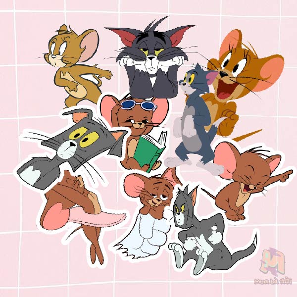 Miếng Dán Stickers In Hình Tom & Jerry