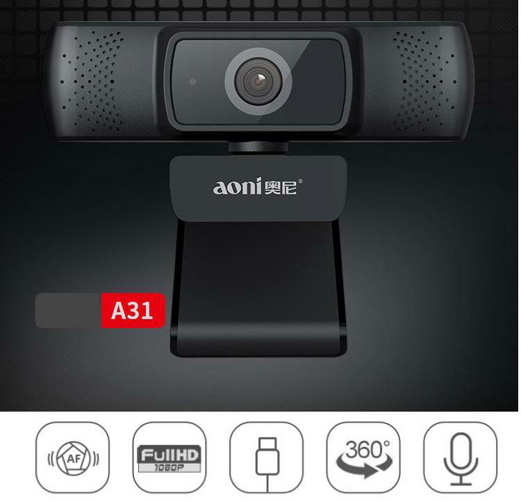 Webcam Họp Trực Tuyến Aoni A31 - Góc Rộng 84*, Full HD1080p, Khung Hình 30fps, Tự Động Lấy Nét, Tự Động Chỉnh Sáng - Hàng Chính Hãng