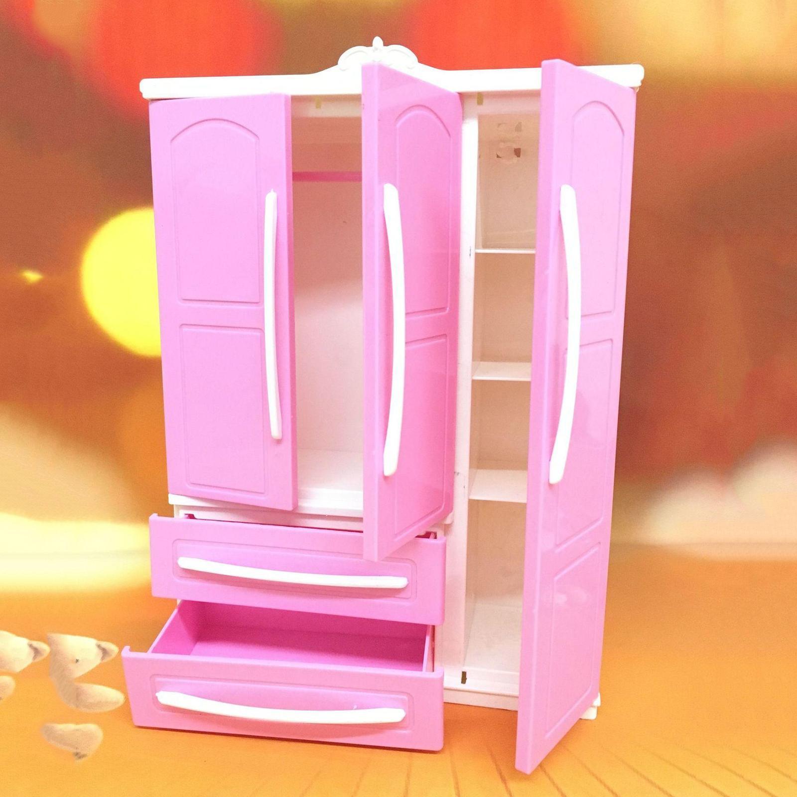 Miniature Wardrobe Closet  Dolls House Bedroom Furniture Accessory Pink