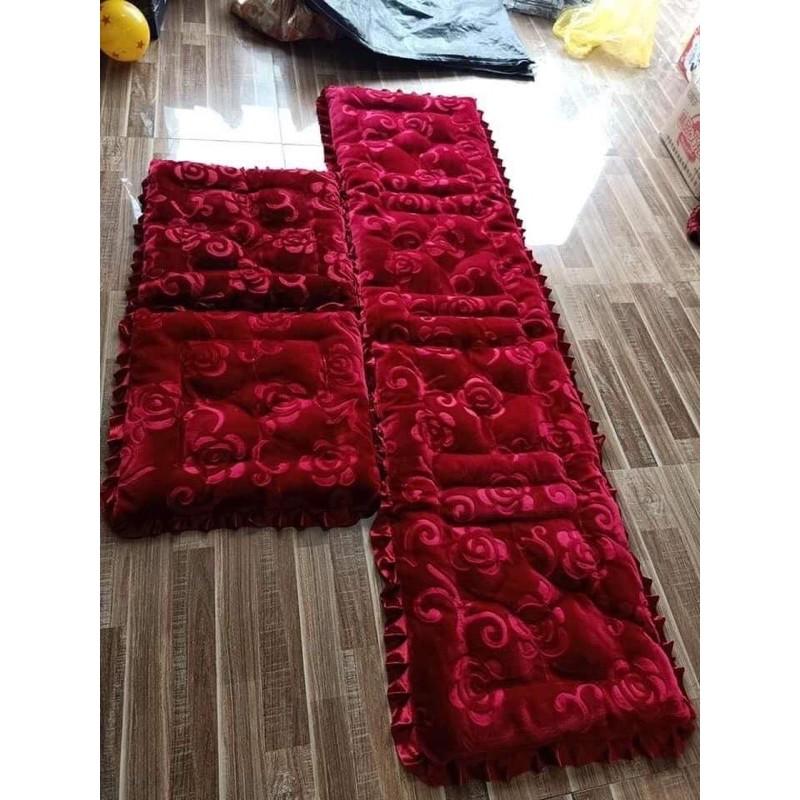 Bộ thảm ghế kép in hoa Hồng bèo nhún