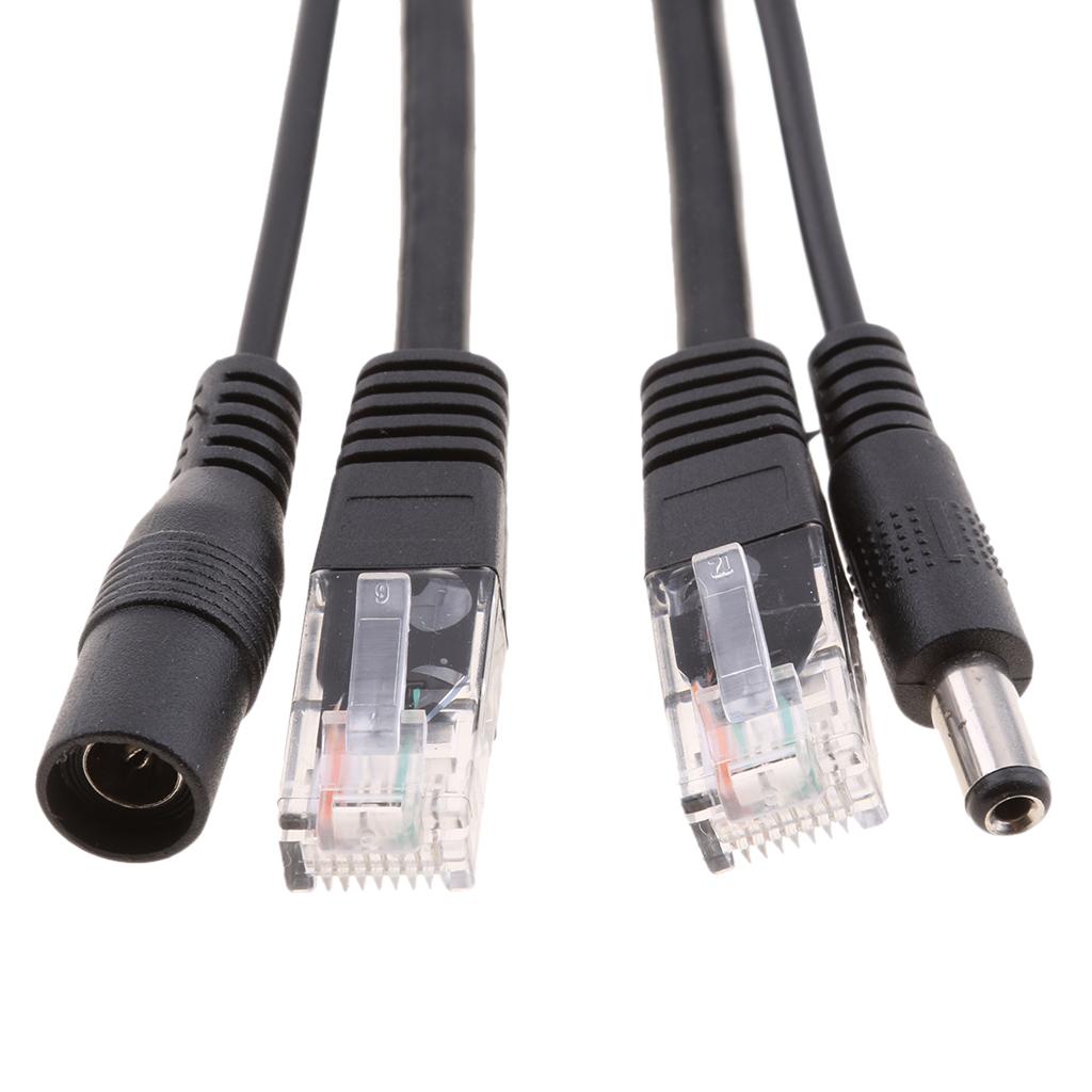 12V Passive PoE Injector and PoE Splitter Kit with 5.5x2.1mm DC Connector 2Pcs Universal PoE Adapter