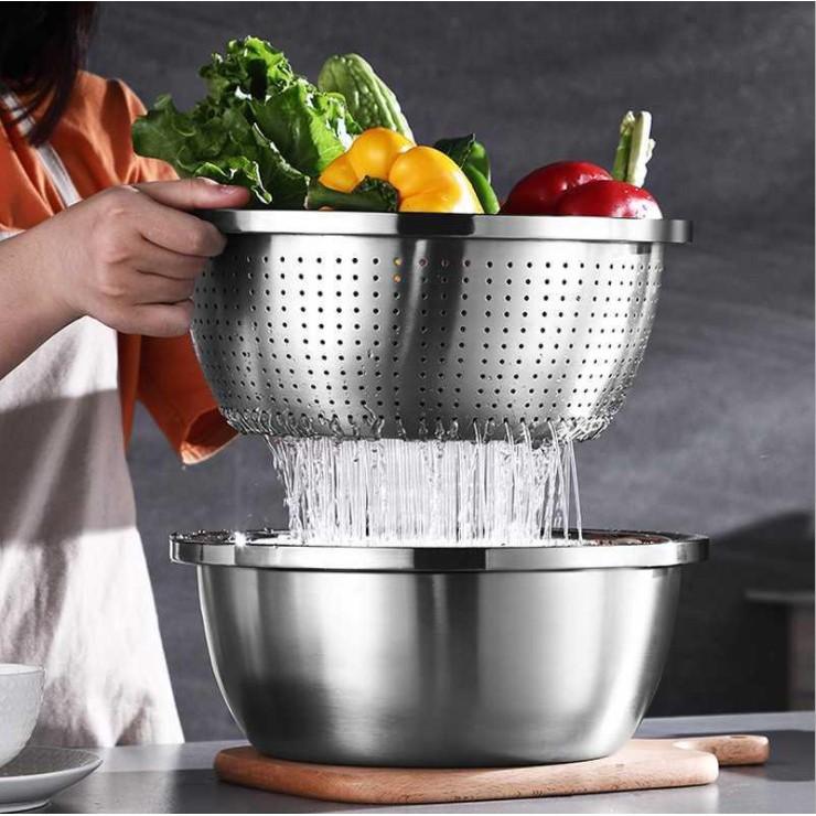 Bộ Rổ Nạo Đa Năng Tiện Lợi 3 Chi Tiết-Bộ Rổ Inox