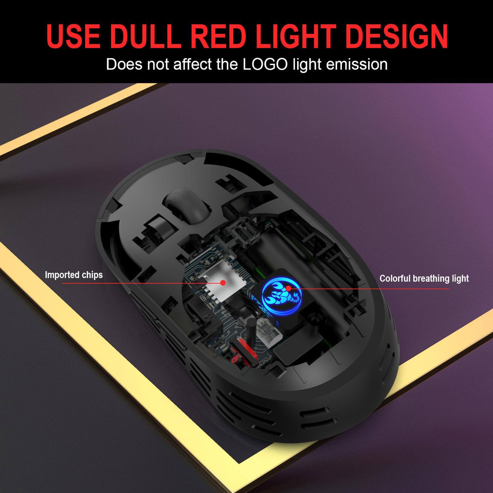 HXSJ T38 2.4G Wireless Charging Mouse Colorful Breathing Light Mouse Lightweight Mute Office Mouse with Adjustable DPI