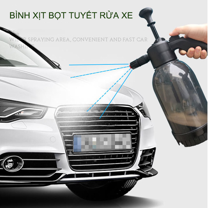 Bình xịt bọt tuyết chuyên rửa xe, kính hoặc tưới cây đa năng, loại 2 lít, bằng nhựa PP-PE