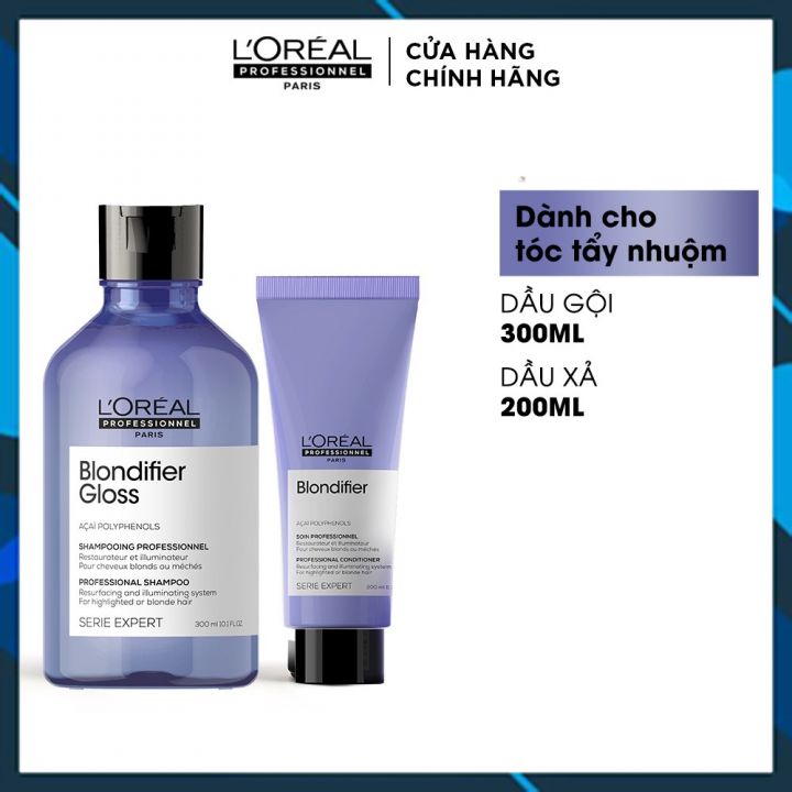 BỘ DẦU GỘI XẢ L'OREAL SERIE EXPERT BLONDIFIER GLOSS PROFESSIONAL 2021 BÓNG MƯỢT CHO TÓC NHUỘM TẨY SÁNG 300ML/200ML