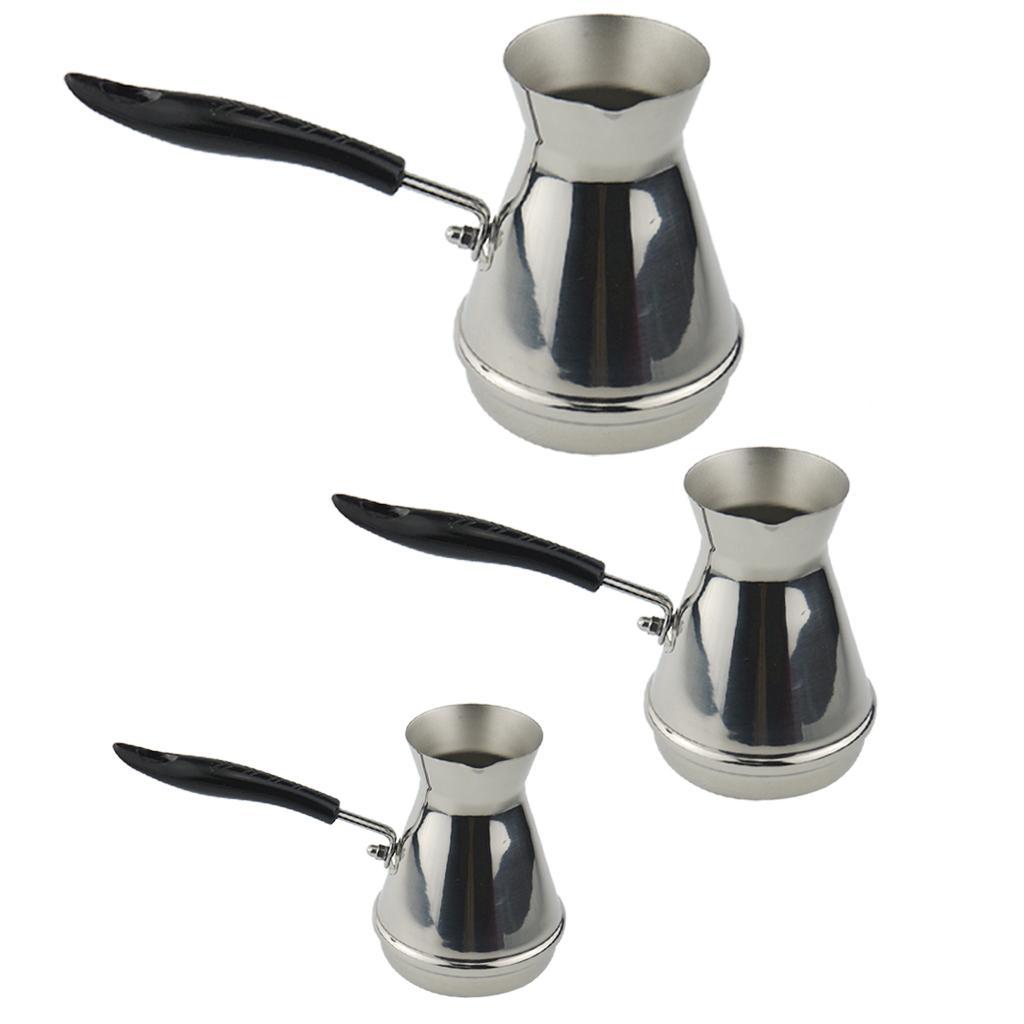2pcs Cezve Turkish Coffee Pot Long Handle Ibrik Stainless Coffee Maker 350ml