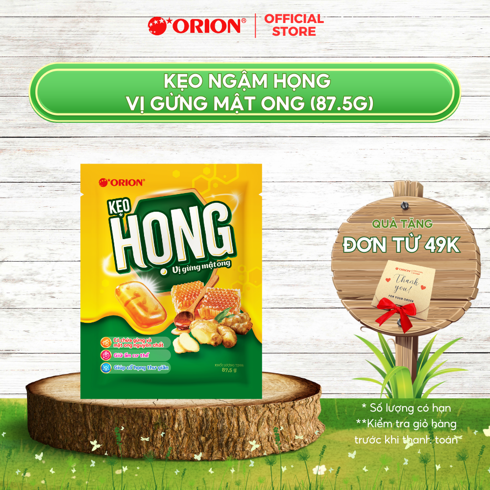 Kẹo ngậm HỌNG vị GỪNG MẬT ONG gói 87.5G