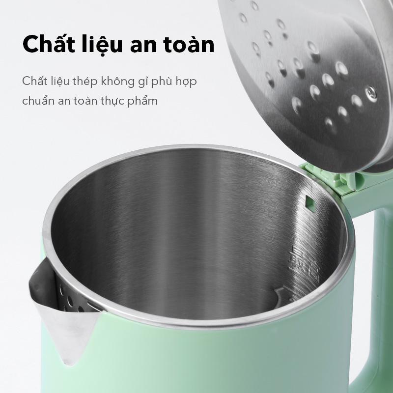 Ấm đun siêu tốc SAMONO SW-R1 2 lớp chống nhiệt công suất 1500W dung tích 1.8L inox 304 - Hàng chính hãng