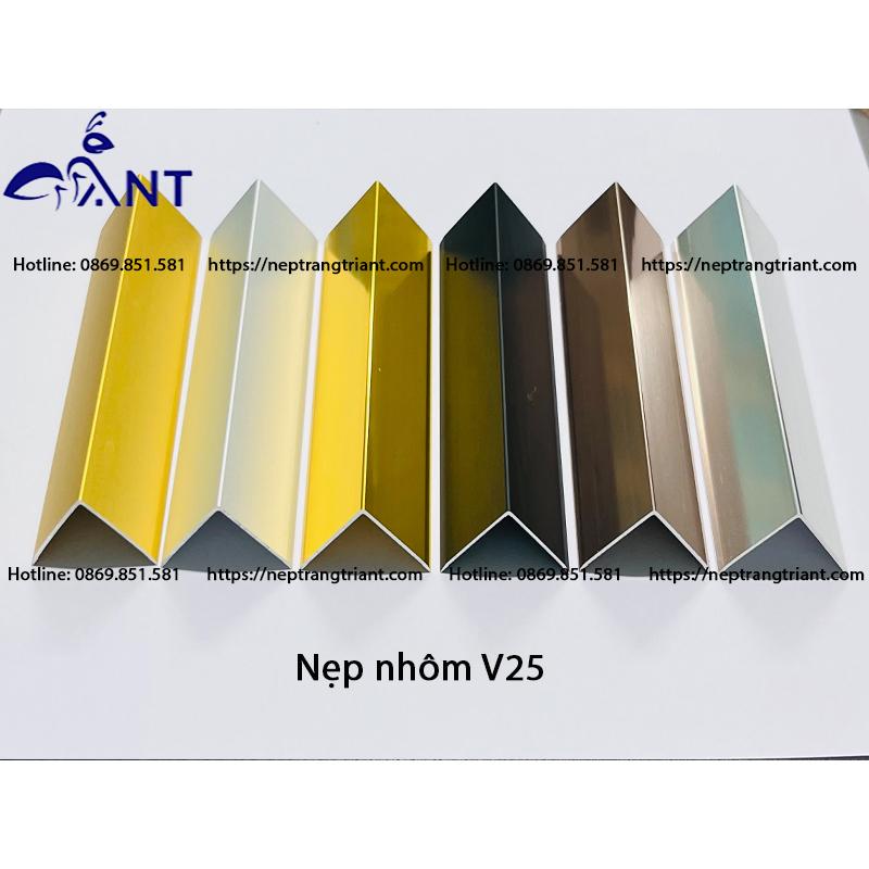 Nẹp nhôm v25 màu mạ nhôm, nẹp nhôm chữ V, thanh V nhôm, nẹp trang trí dễ thi công