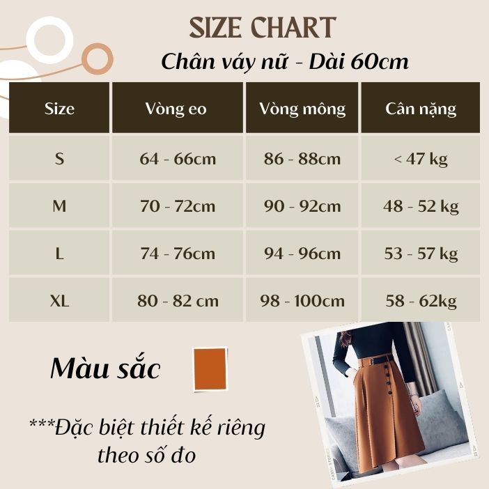 Chân váy xòe công sở lưng cao thiết kế nút trẻ trung vải kaki thun co giãn Shop váy công sở Bigsize VX0001