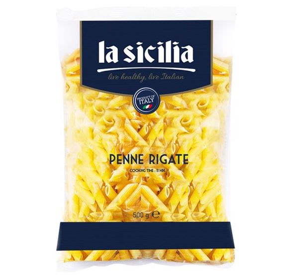 Nui ống xéo ( Penne Rigate )  La Sicilia gói 500g -Ý