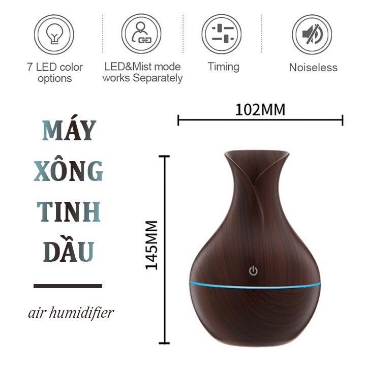 Máy xông tinh dầu phun sương, hình tròn vân gỗ cao cấp,chống muỗi ,giảm căng thẳng nâng nâng cao sức khỏe