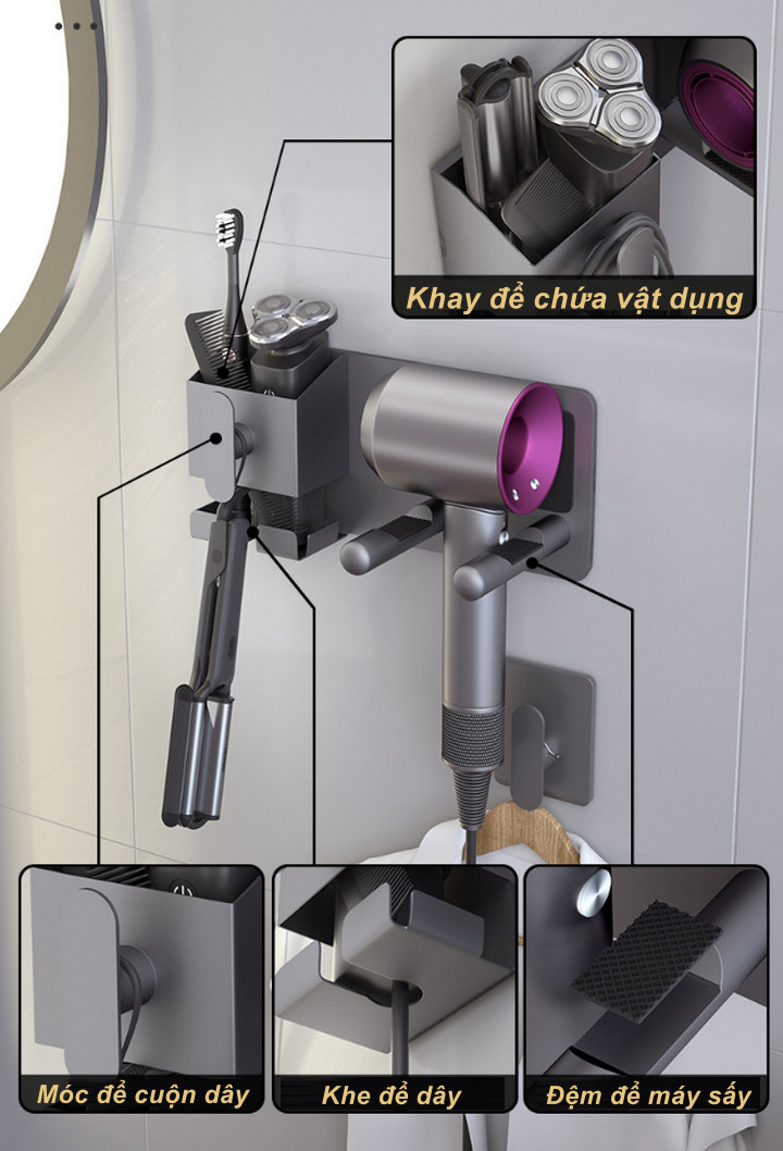 Giá Treo Máy Sấy Tóc Dán Tường Sanitary Ware - Home and Garden