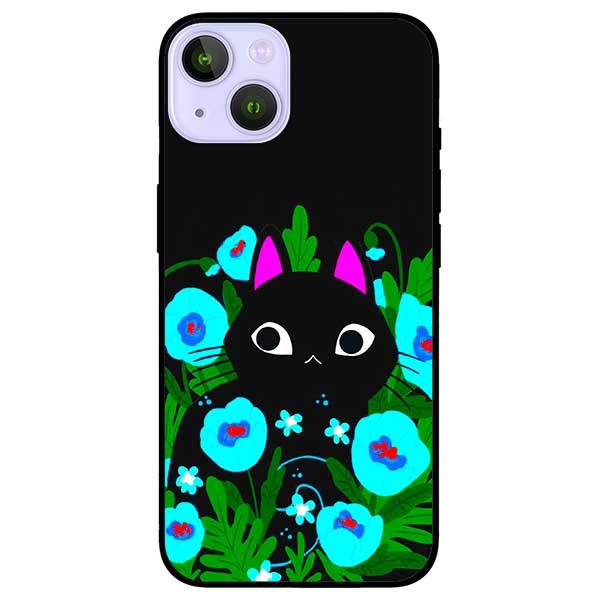 Ốp lưng dành cho Iphone 13 Mini - Iphone 13 - Iphone 13 Pro - Iphone 13 Pro Max - Mèo Đen Hoa Xanh