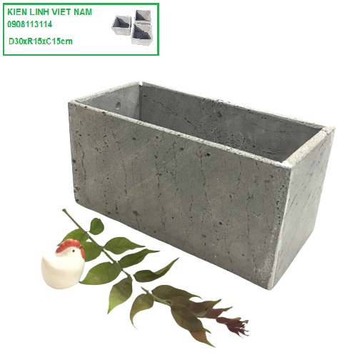 Chậu đá ong xám dài 30xR15xC15cm trồng cây ốp tường đá, chậu treo tường trồng cây cảnh đẹp