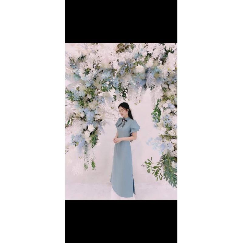 Áo dài trơn nơ cổ