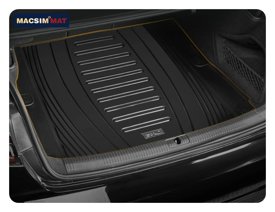 Thảm lót cốp xe ô tô Audi A3 2021+ nhãn hiệu Macsim 3W chất liệu TPE màu đen.