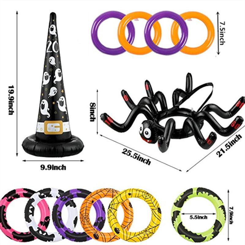Đồ Chơi Halloween, 2 Trò Chơi Ném Mũ Phù Thủy Bơm Hơi Với 6 Vòng Cho Trẻ Em Và Người Lớn Trong Nhà Ngoài Trời Sân Vườn Halloween Đồ Chơi