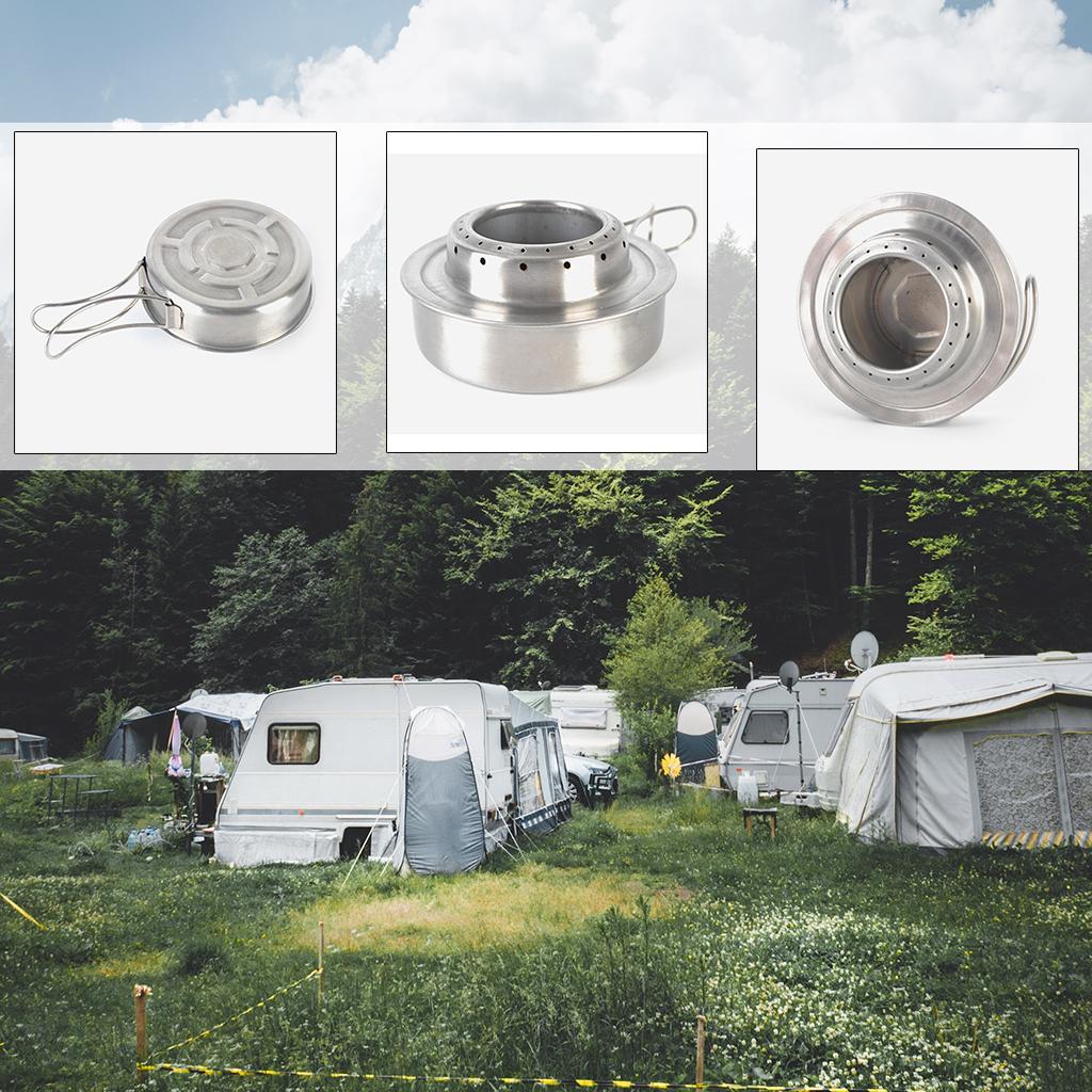 Stainless Steel Portable Alcohol Stove Outdoor Ultralight Burner Picnic