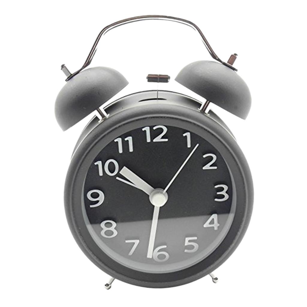 Classic Retro Vintage Double Bell Alarm Clock Silent Non-ticking Sweep Small Adorable Quartz Loud Alarm Clock with Night Light for Home Bedroom Bedside Office