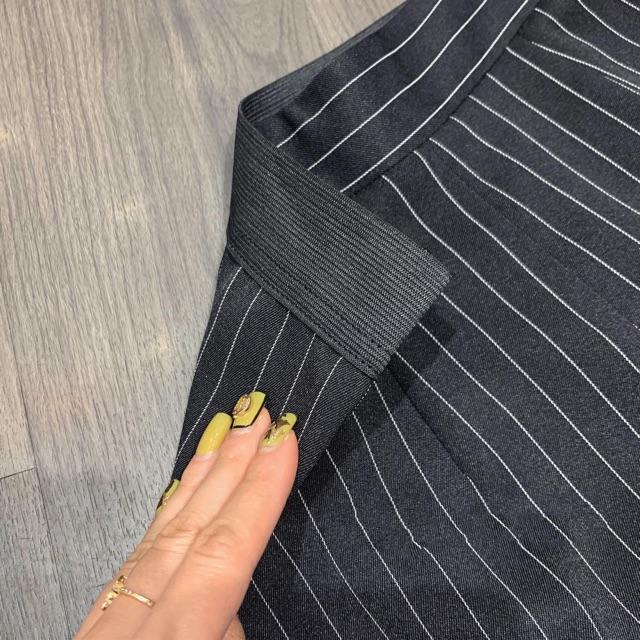 Quần kẻ cạp chun sau ống suông khoá hông siêu hót