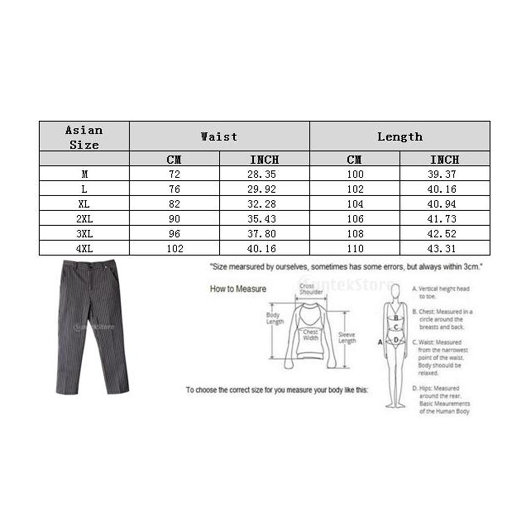 Professional Chef Trousers 2 Pockets Cotton Stripe Work Pants for Mens Womens