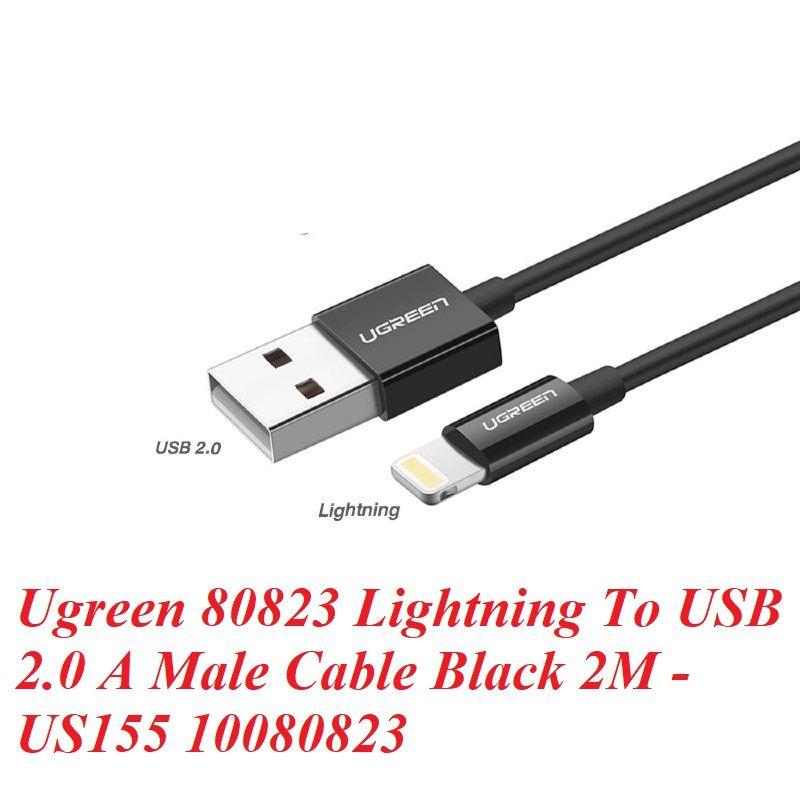 Ugreen UG80823US155TK 2M màu đen cáp Lightning ra USB có chíp MFI chính hãng - HÀNG CHÍNH HÃNG