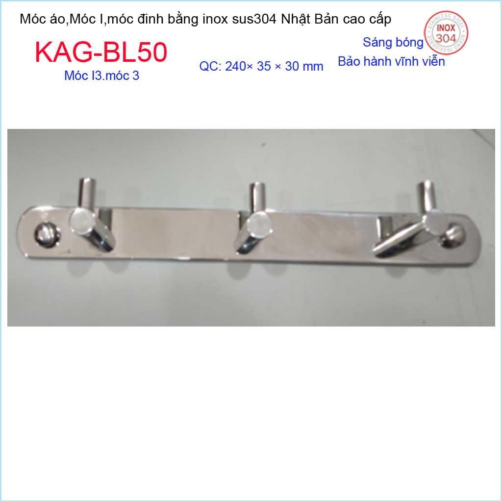 Móc treo đồ phòng tắm, Phụ kiện phòng tắm cao cấp Kace, Móc I3 treo đồ inox 304 Nhật Bản KAG-BL50